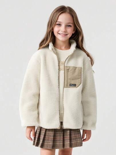 Balabala Boys' & Girls' Fleece Jacket Color Block Design For Fall/Winter 2024