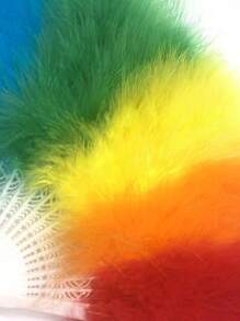 1pc Rainbow Colored Feather Fan, Plush Feather Fan For Ventilation, Fashion Decoration, Hand-Held Stage Costume, Runway Performance Prop, Festival Party Celebration Prop
