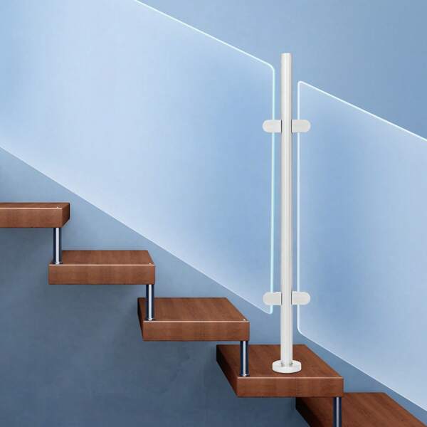 316 Edelstahl Schienen Mittlere Pfosten.110cm Höhe, Glas Balustrade Geländer Pfosten, Outdoor/Indoor Balkon Garten Pool Sicherheitszaun, 60kg Kapazität für Treppen, Einfache Installation mit Clips für Silikon Pads ​, Silber