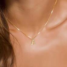 1 pieza Collar con colgante de inicial del alfabeto A-Z 26 letras, hipoalergénico, de acero inoxidable, regalo de joyería apto para uso diario