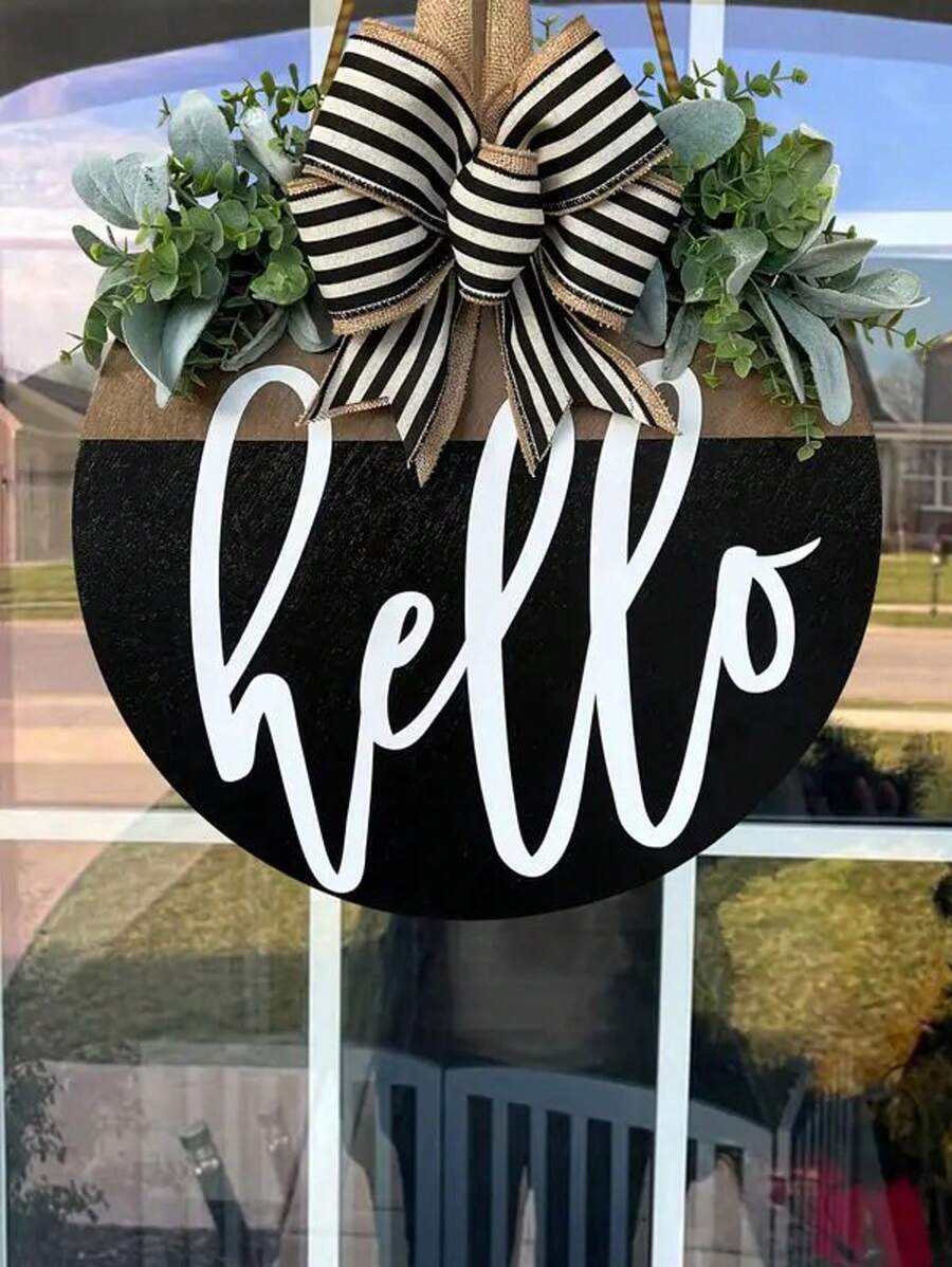 Señal redonda de madera talla grande vendida, pieza decorativa de madera para la puerta principal, decoración del hogar