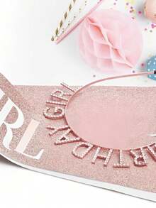 1pc Girl Birthday Star Headband With Sparkling Ribbon Set, For Birthday Party - A - View 3