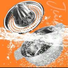 1 Stück Edelstahl Handsaftpresse, Frucht Zitronen Orange Entsafter, tragbarer, kleiner Handpressensaftauspress-Extraktor - Silber - Übersicht 9