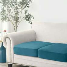 2PCS Of Artificial Fur Elastic Sofa Cushion Cover, Dust-Proof Decorative Protective Cover, Suitable For Hotels And Bedrooms - Blue - View 4