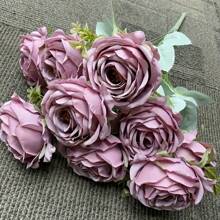 Elegant 9-Head Artificial Rose Bouquet - Realistic Silk Flowers, Perfect For Weddings, Home Decor & Special Occasions (Valentine's, Halloween, Christmas, Easter, Thanksgiving) - No Vase Included - For Flower Lovers & Home Decor Enthusiasts - Ideal Gift For Anniversaries, Birthdays & Housewarming