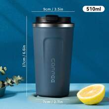 1pc/510ml Portable Latte Coffee Cup, Travel Drinking Cup, Stainless Steel Iced Tea Cup, Insulated Flat Bottom Cup, Insulated Water Bottle, Double-Wall Stainless Steel Insulated Cup, Vacuum Flask With Anti-Slip Shell, Travel, Portable European High-End Delicate Latte Cup For Men And Women, High-End Portable Cup - Suitable For Milk, Coffee, Tea, Juice