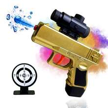MINI Manual Blaster With Target,Toy Gun Pistol Without Charge,Suitable For 6-7mm Beads&0.23IN Ammo,For Backyard Activities &Outdoor Team Shooting Game  (Without Water Beads) - Gold - View 2