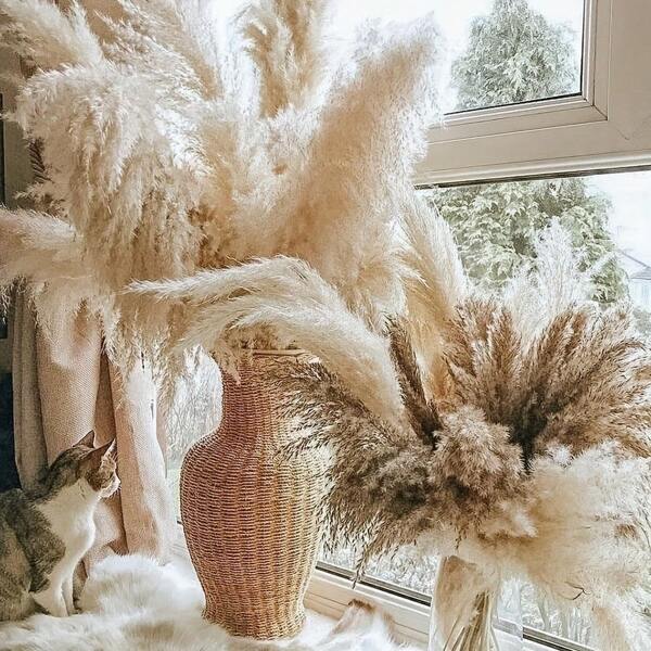 10 PCS 33.46in/85cm Fluffy Pampas Grass, Dried Pampas Grass Bouquet, Bohemian Wedding Decor, Interior Decor, Living Room, Vase, Farmhouse Decorations
