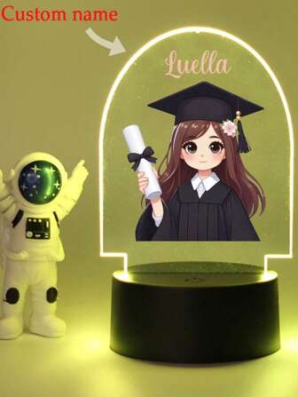 1pc Customized Name Creative Gifts For Graduating Girls To Obtain Certificates 3D Light Illusion LED Night Lights Warm Lights Birthday Gifts Christmas Gifts Graduation Gifts For Girls Or Friends Decorative Table Lamps Night Lights Suitable For Back-To-School Season Gifts Graduation Gifts, Birthday Gifts For Family And Friends, Essential Items For College And Returning To School Home Decor Back To School Room Decor School Supplies,Customized Crafts,Vintage,Festive Calendar