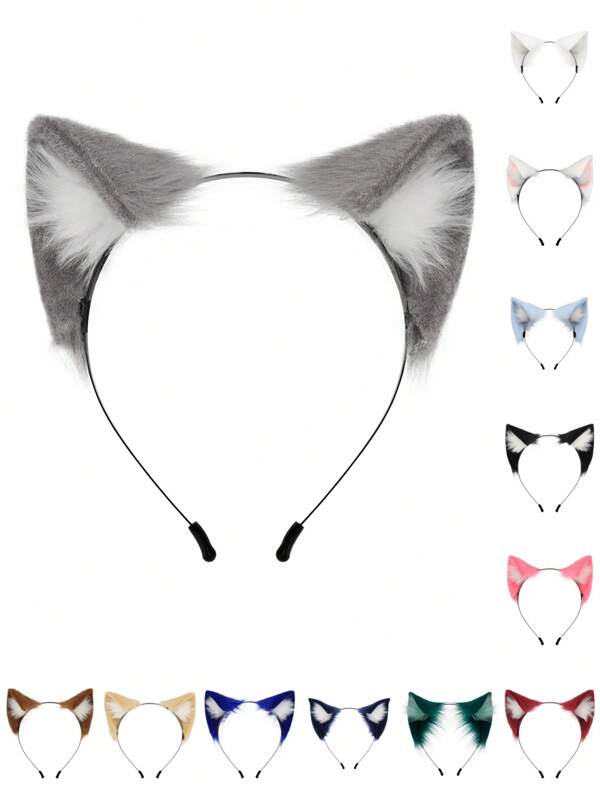 Tiara de orelha de gato pintada à mão, acessório de fantasia adorável para festa, transmissão ao vivo, decoração