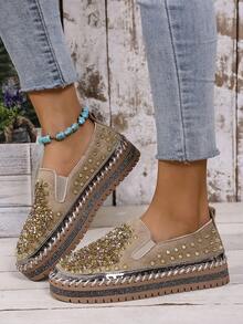 Women's Breathable Soft Comfortable Increased Height Hiking Outdoor Vacation Mountaineering Retro Stitching Fisherman Casual Sneakers, Lightweight For Spring & Summer - Rose Gold - View 4