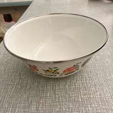 复古花卉珐琅碗 - 耐用圆形食品储存碗，适用于水果、蔬菜、沙拉和干货 - 可用洗碗机清洗，适合学校、露营、野餐 - 花卉图案，户外可用，适合圣诞节、万圣节、复活节、感恩节和其他节日 - 彩色 - 查看 13