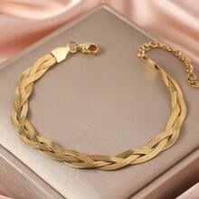 1 pièce Bracelet en acier inoxydable plaqué or fait à la main, accessoire minimaliste pour l'été