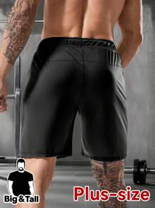 Hidkat Herren Große Größen Shorts aus hochstreckfähiger Eisseide mit verstellbarer Kordel Taille und Taschen - atmungsaktiv Sommer Workout Lauf Gym Shorts, Regular Fit Lässig Sportswear, haltbare Sportbekleidung, reflektierend