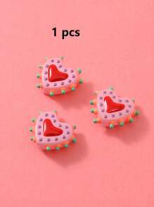 1/5 piezas Cuentas de vidrio pintadas a mano con corazones de puntos de múltiples colores de dopamina, aptas para hacer collares, pulseras, aretes, llaveros, encantos de teléfono, para amantes unisex