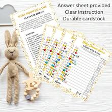 30/40 张婴儿洗礼派对游戏卡 - 有趣的短语和预测卡，包含 30 张厚卡纸（7x5 英寸），双面打印，带有答案提示卡，男女通用主题，适用于婴儿洗礼、性别揭示、婴儿洒水礼物、女婴生日装饰 - 彩色 - 查看 7