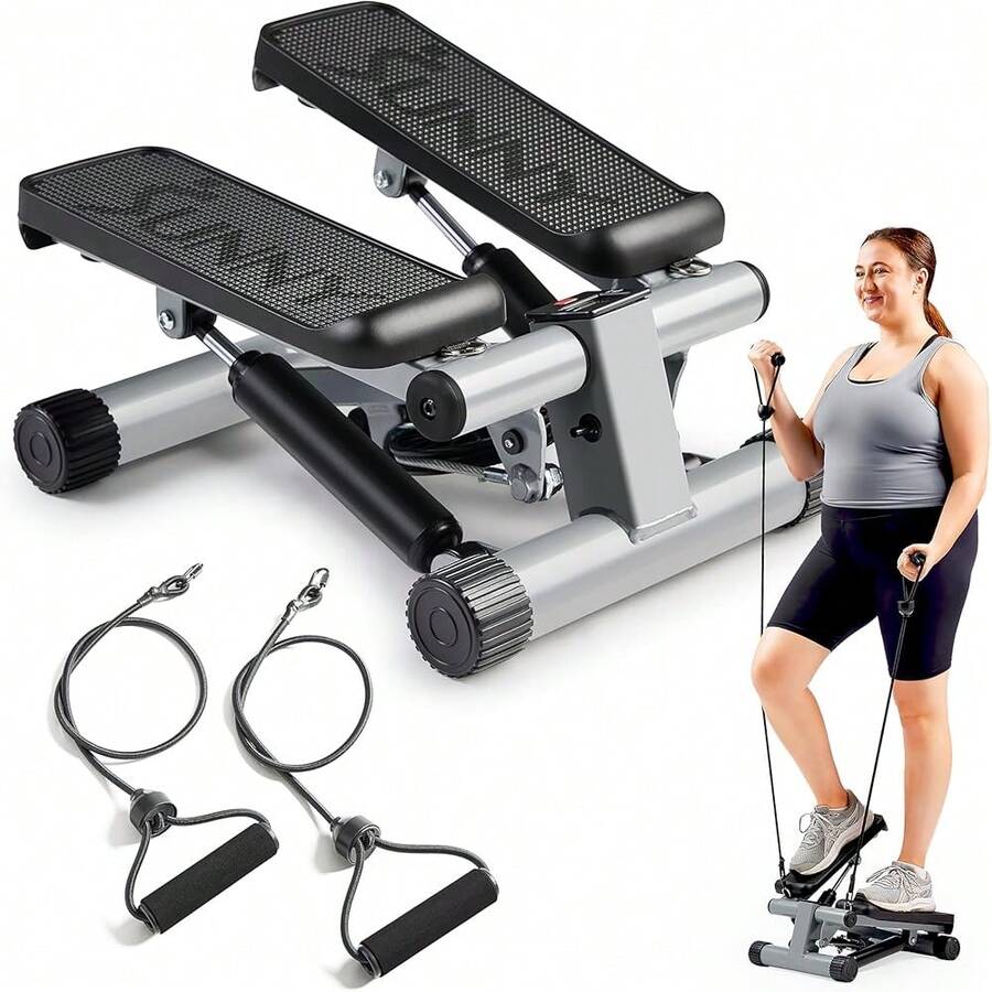 2025 Hottt New Arrivals-Sunny Health & Fitns Mini Stepper For Exercise Low-Impact Stair Step Cardio Equipment  Ristance Bands, Digital Monitor, Optional Twist Motion Stepper-Original