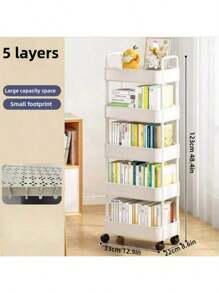 1 pièce Chariot multi-couches ménager en matériau PP, Étagère de rangement pour salon, jouets, articles de toilette, Étagère de rangement mobile pour chambre, bureau, salle de bain