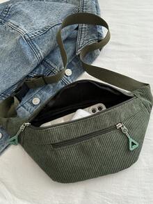 Fashionable Solid Color Zipper Side Pocket Casual Chest Bag, Suitable For Shopping, Wallets, Shopping, Young Women, College Students, Newcomers, White-Collar Workers. They Are Very Suitable For Offices, Universities, Work, Business, Commuting, Outdoor Activities, Travel, And Outings - Green - View 7