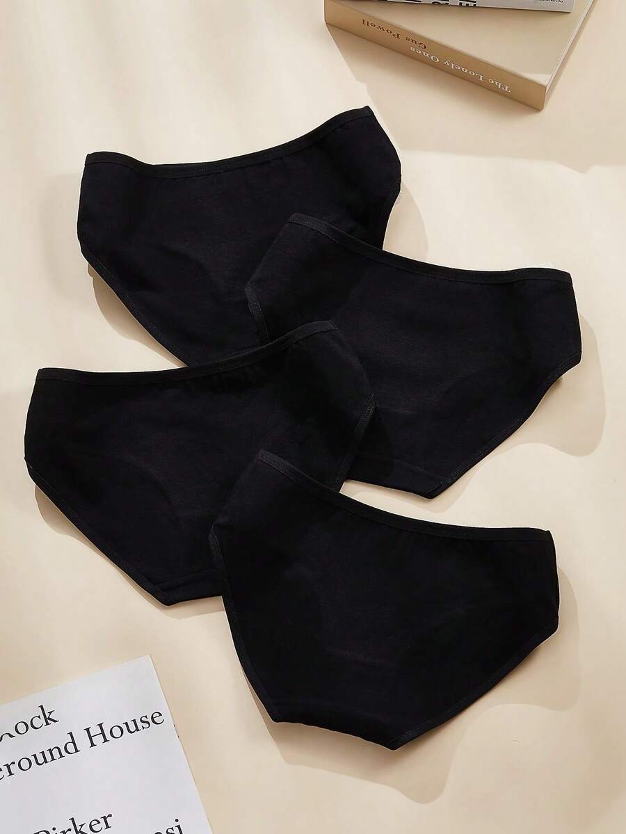 AOKVOGIRL 4pcs/Pack Seamless Melon-Colored High Elasticity Breathable Women's Briefs - Black - View 1