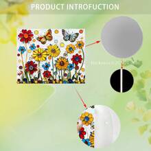 1 Piece Of Beautiful Flowers With Butterflies Flying, 2D Flat Square Color Film Acrylic, Colorful Light, Suitable For Outdoor Garden Sun Catcher, Living Room, Bedroom, Indoor Wall Art Hanging Decoration, Suitable For Family And Friends As Housewarming Gifts, Daily Gifts, Anniversary Gifts And So On