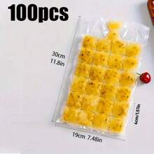 100 piezas de bolsas desechables para cubitos de hielo, bolsas congeladoras con cierre automático para cócteles y bebidas, plástico apto para alimentos, color blanco, excelente para fiestas y uso doméstico, esenciales para la cocina de verano, enfriamiento de cócteles | Diseño de autosellado | Eficacia práctica