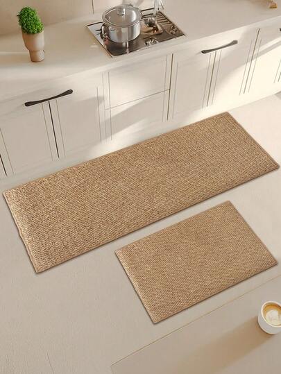 1 pièce Tapis de cuisine/tapis de style nordique rectangulaire brun aspect jute, imperméable, facile à nettoyer, convient pour la cuisine, la salle à manger et une utilisation toute l'année, décoration d'automne, décoration de la pièce