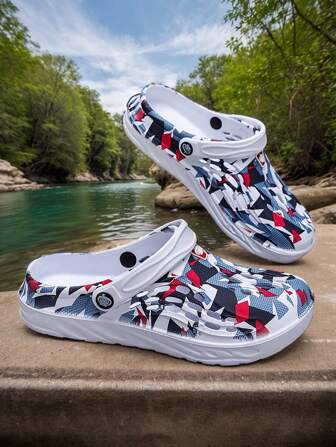 ﻿1 Pair Men's Lightweight Comfortable Clogs Hollowed Out Anti Slip Garden Shoes Men Mesh Summer Sandals For Men's Casual Outdoors Non-Slip Thick Sole Beach Flip Flops Slippers