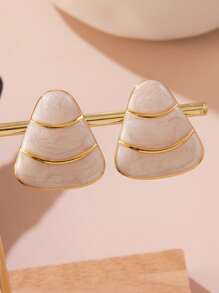 1 Paar minimalistische, süße, feenhafte geometrische, mehrfarbige Harz-Edelstahl-Ohrstecker, geeignet für den Alltag von Frauen, Dates, Geschenke für Freunde
