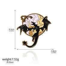 1pc Fourth Wing Mysterious Magic Dragon Keychain Golden Fantasy Scroll Dragon Gothic Badge Clothing Accessories Fashion Jewelry Gift - Multicolor - View 17