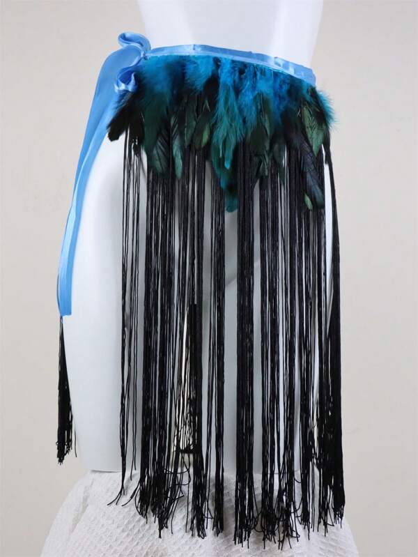 Dancing Belt Skirt Carnival Feather Belt Skirt Stage Show Feather Skirt Festival Burlesque Belt Skirt Cosplay Belt Skirt
