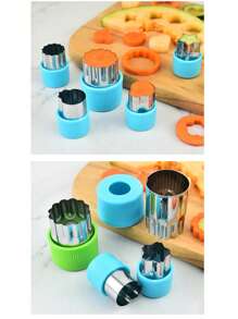 5pcs/10pcs Stainless Steel Vegetable & Fruit Shaped Cookie Cutter Molds, Flower Design Cutter, Adorable Fruit Salad Shaper, Mini Baking Cookies Mold, Fruit Slicer, Embossing Mold For Dumplings, Biscuits, Veggies Flower Cutting Tool