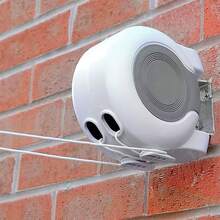 NetHong 30m Retractable Clothes Reel Double Heavy Duty Washing Line Wall Mounted Outdoor - White - View 5