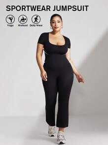 Plus Size Woman Activewear Yoga Seamless Gym Sports High Support Moisture Wicking Workouts Breathable Outdoor Jumpsuit