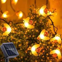 1 Peça Luzes de Corda de Abelha Solar, 20/30/50 LED, Luzes de Corda Impermeáveis para Uso Externo, Luzes de Guirlanda de Jardim a LED, Decoração de Jardim Solar, Luzes Solares Impermeáveis para Pátio, Luzes de Fada Solares para Decoração de Jardim, Quintal, Varanda, Casamento e Festa