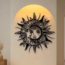 1pc Metal Sun And Moon Themed Wall Art Decor, Iron Crafted Home, Restaurant Decoration, Perfect Accent For Christmas, Personalized Farmhouse, Patio, Porch, Unique Gift Idea For Him/Her, Boyfriend/Girlfriend, Dad, Mom, Family, Friends, Valentine's Day, Children's Day, Father's Day, Graduation, Wedding, Housewarming, Living Room, Bedroom, Office, Family Dinner Gifts Birthday
