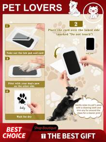 1 Set New Non-Contact Paw Print Stamp Kit With Pet Paw Prints, Pet Paw Prints Without Ink Pad For Saving Cat/Dog Paw Prints As Pet Souvenirs, Great Cat/Dog Memorial Gift