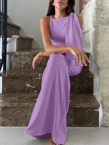 Robe longue élégante et modeste sans manches à col asymétrique pour les femmes. Parfaite pour les vacances, les fêtes et le printemps/été