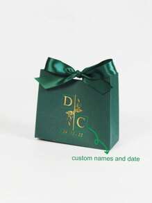 10/50/100pcs Custom Initial Wedding Favor Boxes With Bow, Personalized Monogram Gift Box With Names & Date For Guest, Elegant Candy Packaging For Engagement, Reusable Thank You Box For Party Or Bridal Shower, Multi-Functional, Stylish, High-Quality, Colorful, Ideal Gifts For Him, Tea Room, Home, Garden, Office, For Anniversaries, For Valentine's Day, For Mother's Day, For Birthdays, For Father's Day, For Graduation, For Weddings, For Housewarming, Art Activities For Children