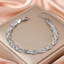 1 pièce Bracelet en acier inoxydable plaqué or fait à la main, accessoire minimaliste pour l'été