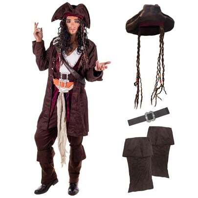 Morph Costumes Adult Pirate Costume For Men - Fancy Dress Outfit For Halloween, Parties & Themed Events - Complete With Accessories & Style