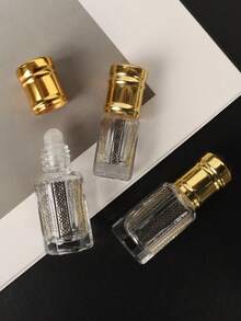 1/3件精油滚珠瓶，3/6/12毫升，奢华风格电镀雕刻香水瓶带滚珠便携式旅行空滚珠瓶旅行必需品