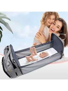 1 pièce Sac de maternité gris pliable à la mode, grand sac fourre-tout sac à dos pour mères