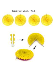 1/10/14pcs Wedding Party Decor Paper Flower Ball, Paper Flower Fan, Pull Flag Set, Birthday Party Backdrop Decoration Pom Poms, Suitable For Holiday Decor, Summer Props, Anniversary, Wedding Valentine's Day Yard Decor - Yellow Paper Flower Ball Set - View 8