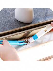 Set de 3 piezas de cepillos multiusos para limpiar ranuras en puertas y ventanas de cocina y baño, que incluye un cepillo con recogedor, un cepillo para hendiduras y un raspador multiusos de goma para limpiar tablas de cortar y eliminar grasa de cocina