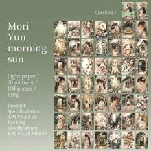 1 libro con 100 fogli della serie "Roaming Time" in stile vintage, materiale estetico di carta per scrapbooking, handmade, design personalizzato per diari, album fai-da-te, collages, quaderni e taccuini, forniture per ufficio e scuola, accessori scolastici