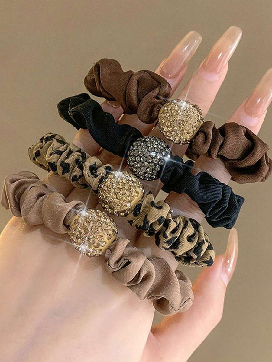 4pcs/Set 6cm Women's Solid Color Casual Polyester Elegant Scrunchies, Suitable For Leisure And Party Hair Ties Scrunchy Hair Ties Ponytail Head Accessories Elastic Band Beauty Home Hair Accessories - Multicolor - View 1