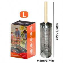 1pc Outdoor Barbecue Basket With Handle, Barbecue Drum, Barbecue Net Tube, Large Round Mesh Barbecue Basket Cage, Barbecue Essential Small Tools, Picnic Vegetable Fish Meat Cooking Accessories, Gift For Men - Multicolor - View 11