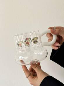 1pc Artistic Sesame Dot Printed Glass Mug, High-Quality, Fashionable, Sesame Dot Print Design, Artistic, Modern, Suitable For Young Women, Large Capacity, Daily Drinking Cup, Coffee Cup, Tea Cup
