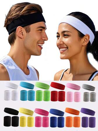 1 paquete de diadema y muñequera de felpa fina, conjunto de bandas para el sudor, diadema deportiva suave para mujeres, hombres, baloncesto, fútbol, fútbol, diadema deportiva de felpa para ejercicio